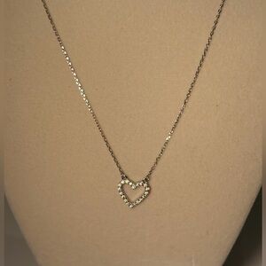 Sterling Silver Moissanite Necklace w/Heart Brilliant ~ NWT
